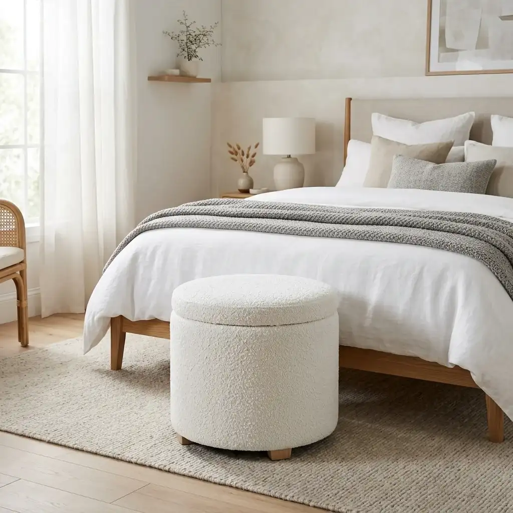 Boucle Storage Ottoman