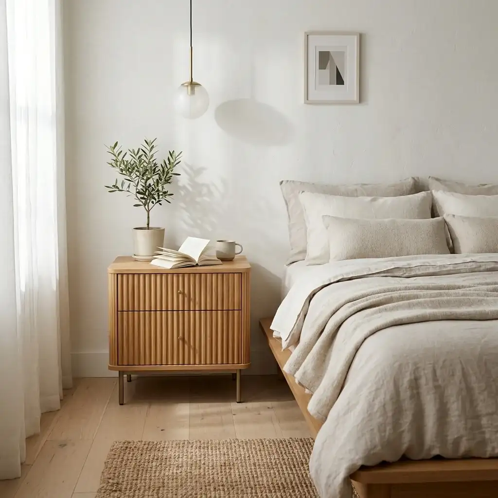 Fluted Wood Nightstand