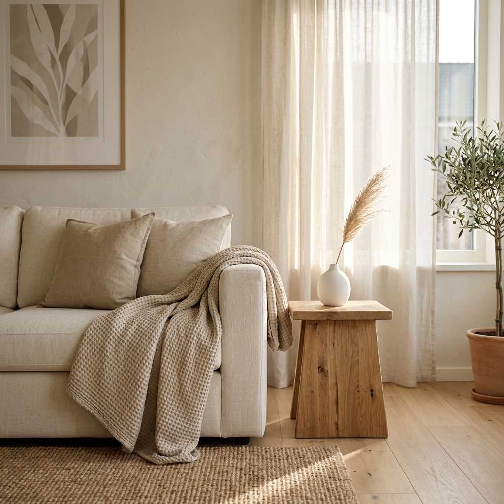 A serene minimalist living room