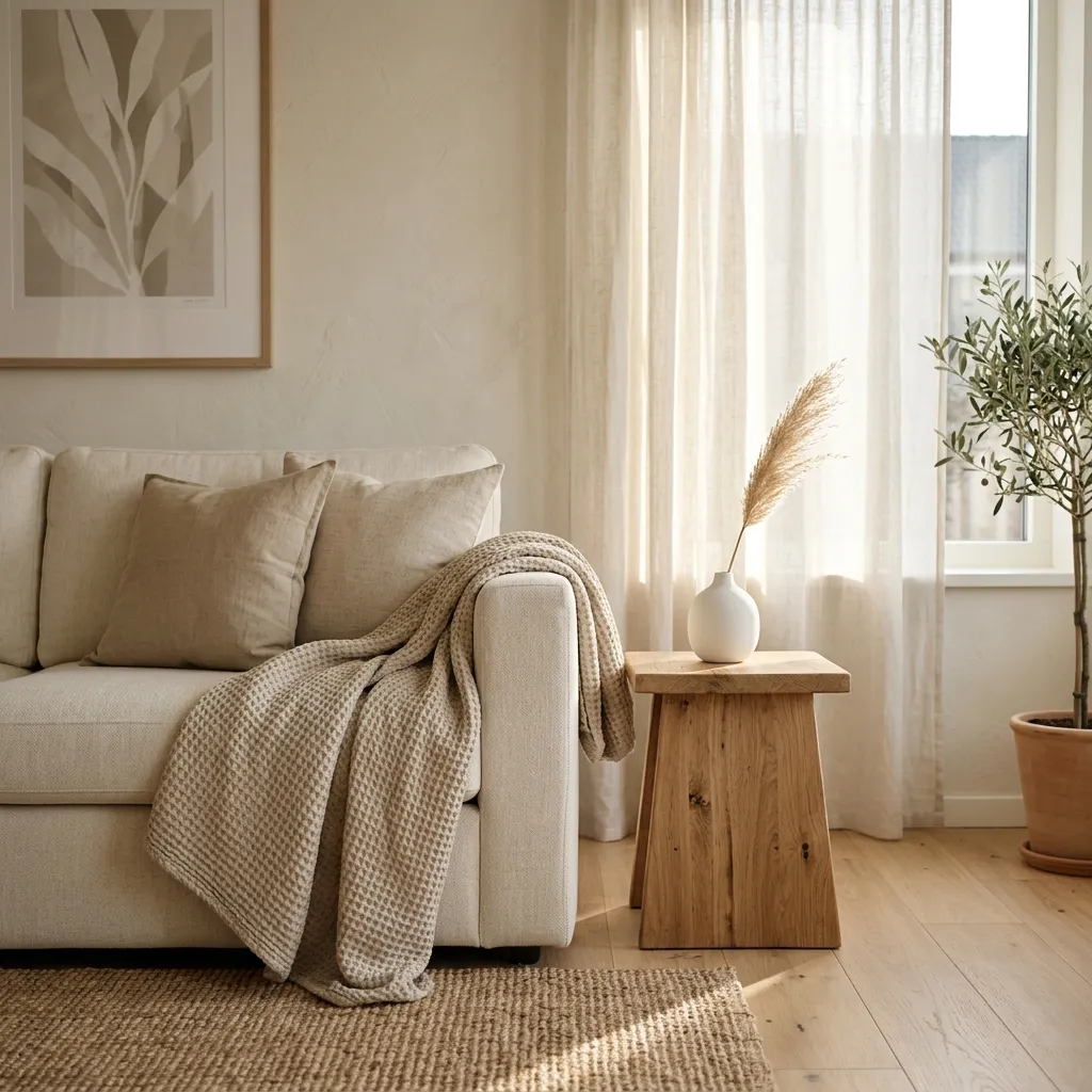 A serene minimalist living room