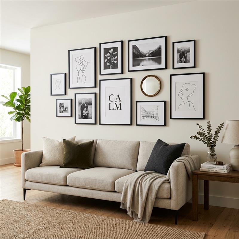 Curated minimalist gallery wall