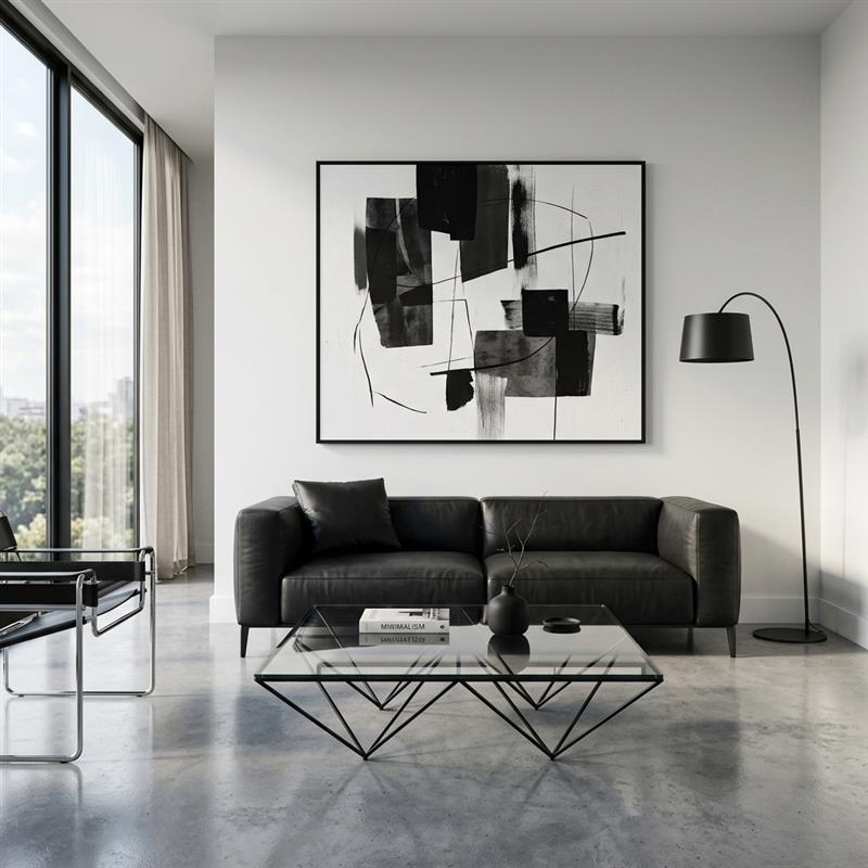 A sleek modern minimalist living room
