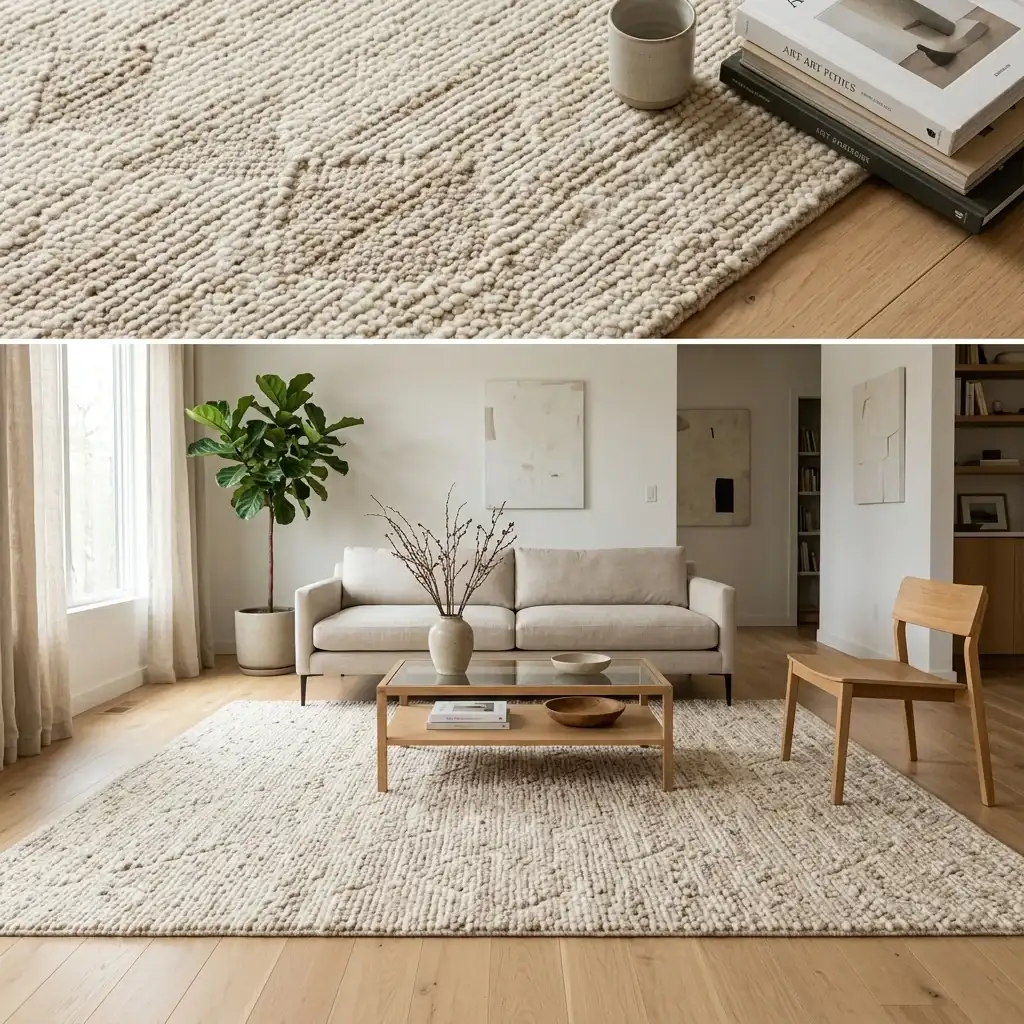 Minimalist Neutral Textured Area Rug